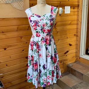 White and floral dress